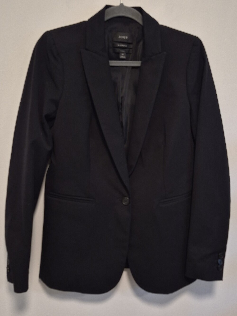 J. Crew Parke Blazer Bi Stretch Black One Button Academia Career Size 4 Tall - Picture 4 of 14
